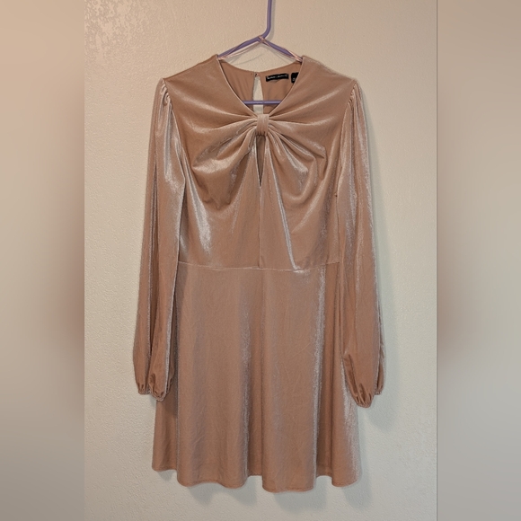 River Island Dresses & Skirts - River Island Pink Micro Velvet Dress